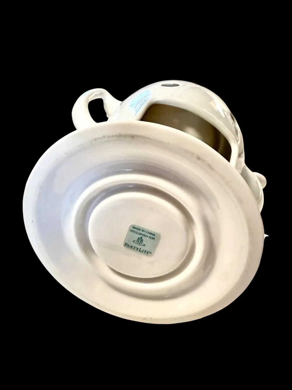 PartyLite Ceramic Wax Tart Warmer Teapot Shape With Lid 8”